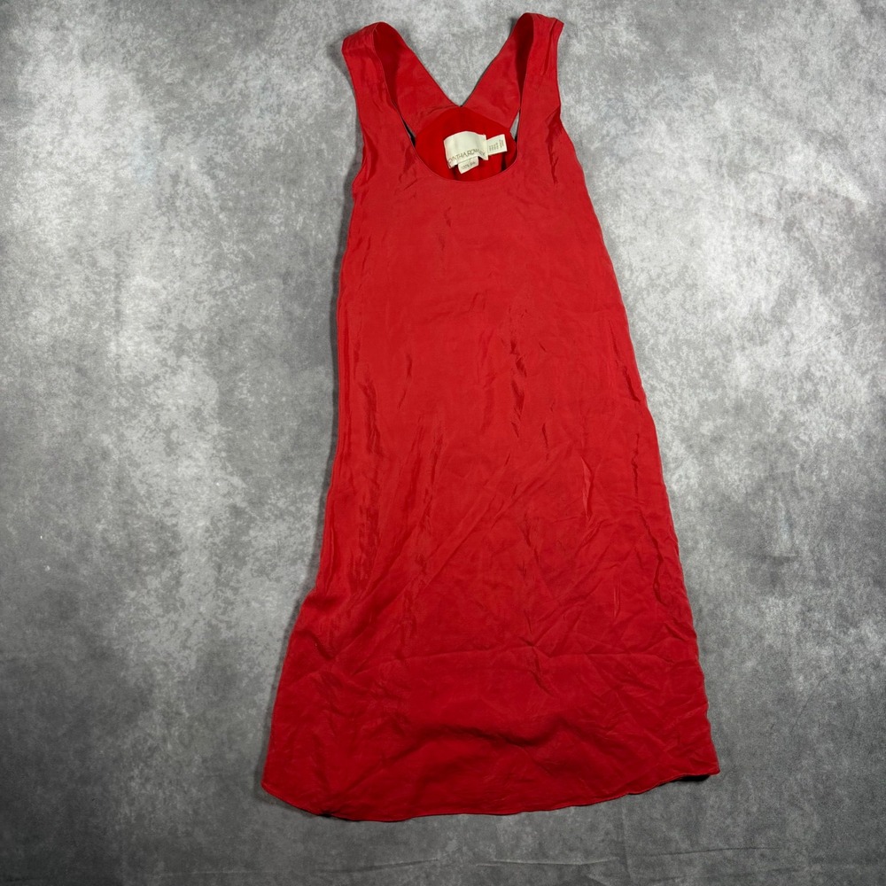 Cynthia Rowley Red 100% Silk Cross Back Shift Mini Dress Womens 2 Cocktail Chic